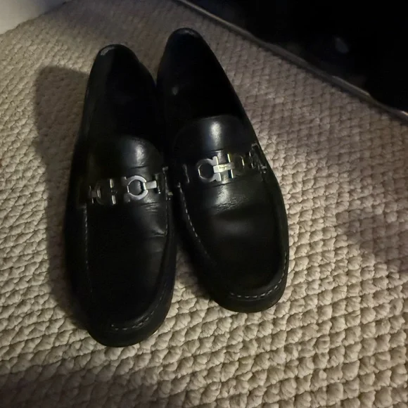 Salvatore Ferragamo Black Leather Loafers - Picture 1 of 6